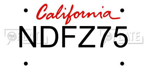 NDFZ75 California License Plate