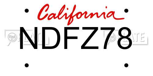 NDFZ78 California License Plate