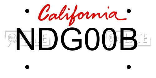 NDG00B California License Plate