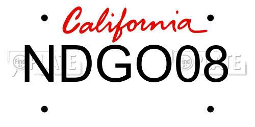 NDGO08 California License Plate