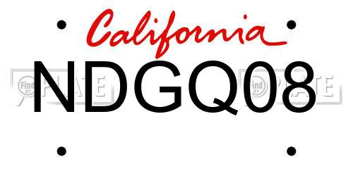 NDGQ08 California License Plate