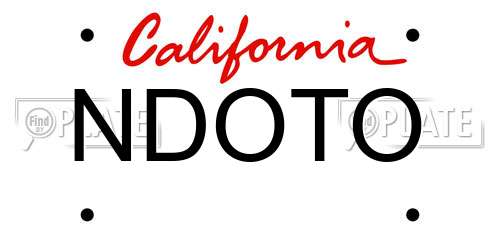 NDOTO California License Plate