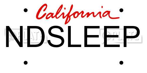 NDSLEEP California License Plate