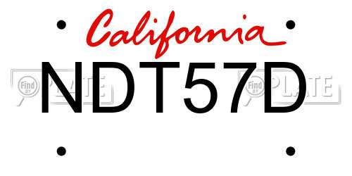 NDT57D California License Plate