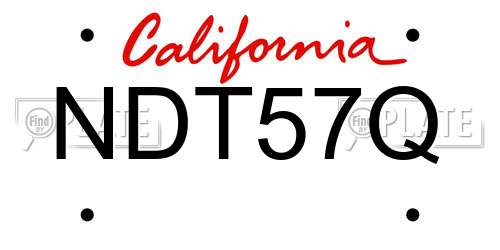 NDT57Q California License Plate