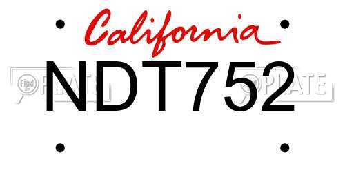 NDT752 California License Plate