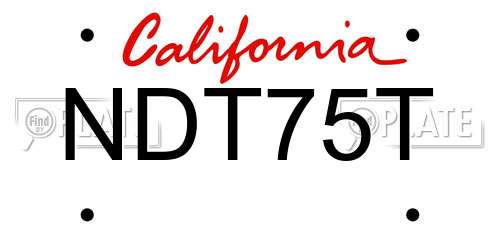 NDT75T California License Plate
