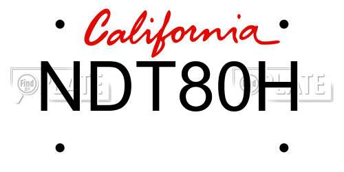 NDT80H California License Plate