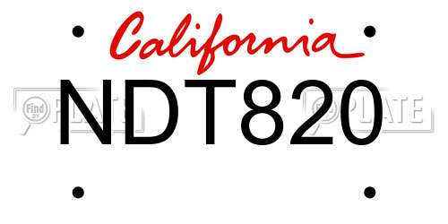 NDT820 California License Plate