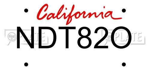 NDT82O California License Plate