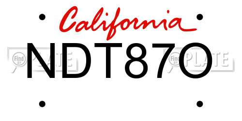 NDT87O California License Plate