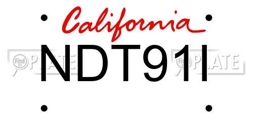 NDT91I California License Plate