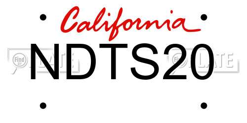 NDTS20 California License Plate