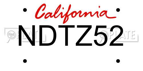 NDTZ52 California License Plate