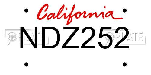 NDZ252 California License Plate