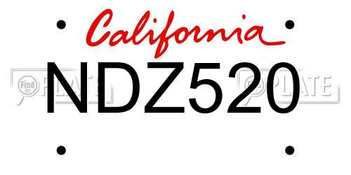 NDZ520 California License Plate