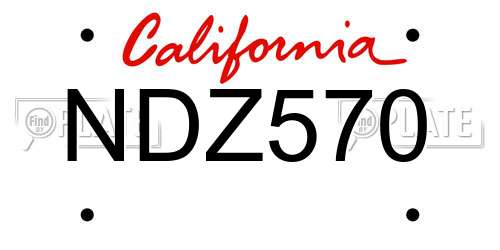 NDZ570 California License Plate
