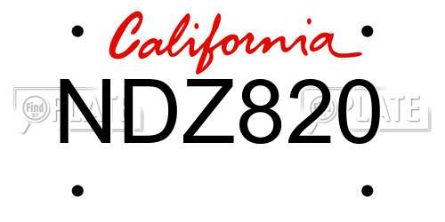 NDZ820 California License Plate