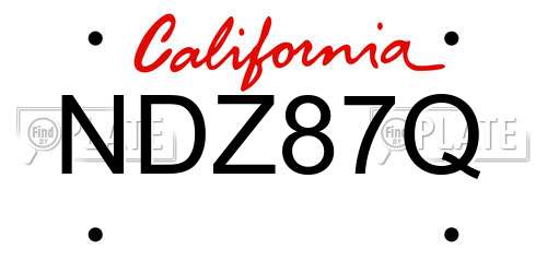NDZ87Q California License Plate