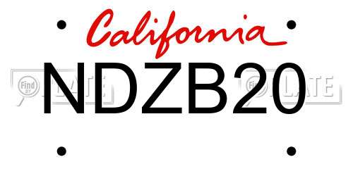 NDZB20 California License Plate
