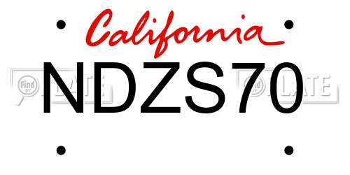 NDZS70 California License Plate