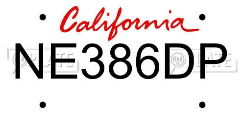 NE386DP California License Plate