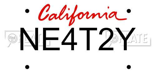 NE4T2Y California License Plate