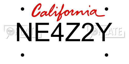 NE4Z2Y California License Plate