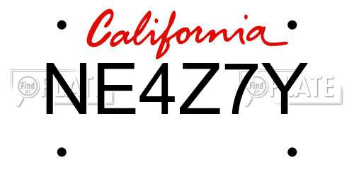 NE4Z7Y California License Plate
