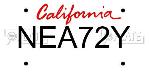NEA72Y California License Plate