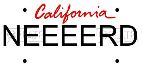 NEEEERD California License Plate