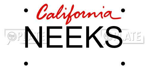 NEEKS California License Plate