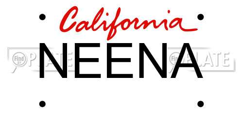 NEENA California License Plate