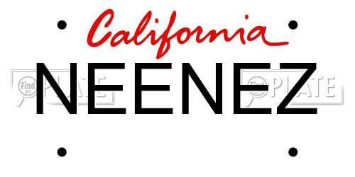 NEENEZ California License Plate