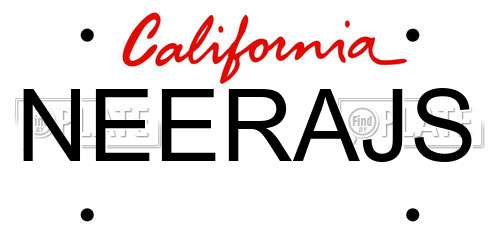 NEERAJS California License Plate