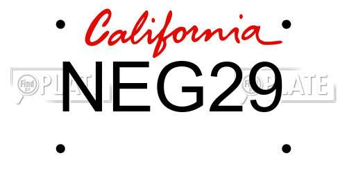 NEG29 California License Plate