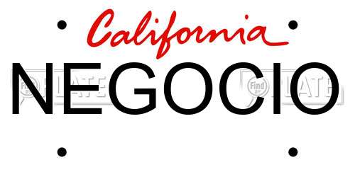 NEGOCIO California License Plate