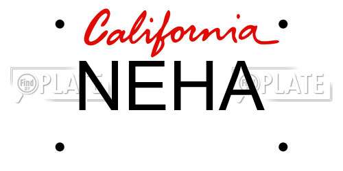 NEHA California License Plate