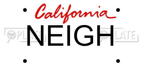 NEIGH California License Plate