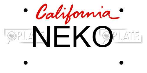 NEKO California License Plate