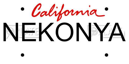 NEKONYA California License Plate