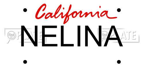 NELINA California License Plate