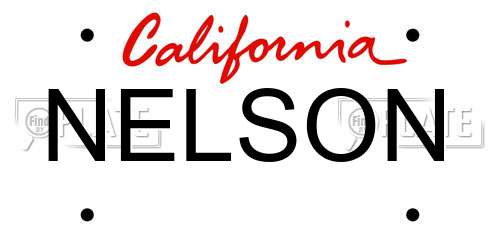 NELSON California License Plate