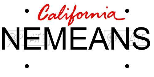 NEMEANS California License Plate