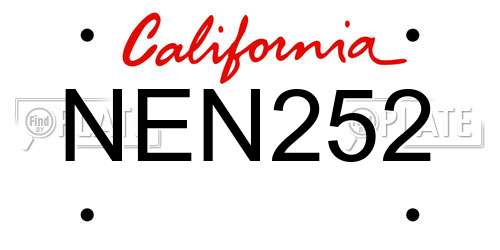 NEN252 California License Plate