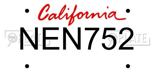 NEN752 California License Plate