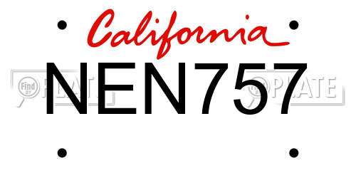 NEN757 California License Plate