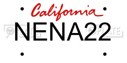 NENA22 California License Plate