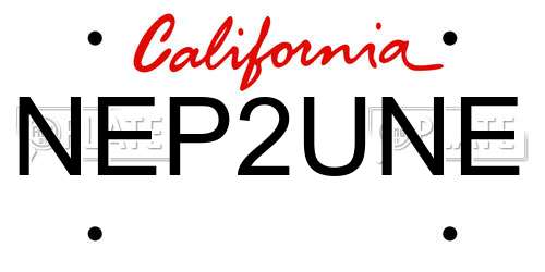 NEP2UNE California License Plate