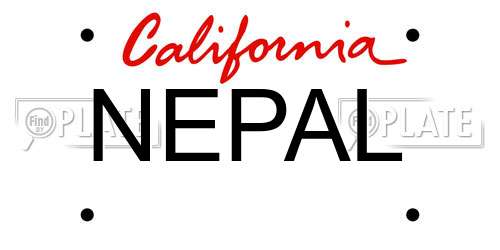NEPAL California License Plate